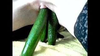 extreme amateur fucks a whiskey bottle and cucumbers